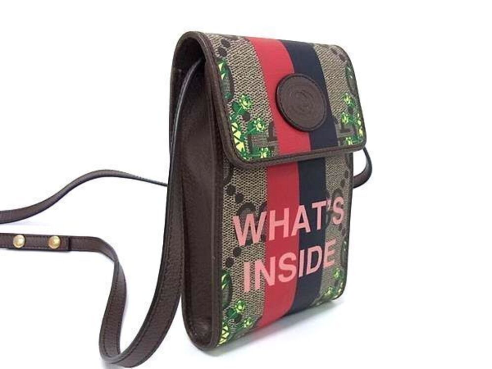 Gucci Leather Bag Supreme Crossbody Brown Shoulder Flower GG Brown